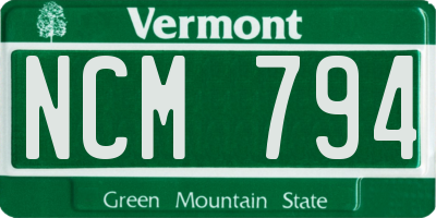 VT license plate NCM794