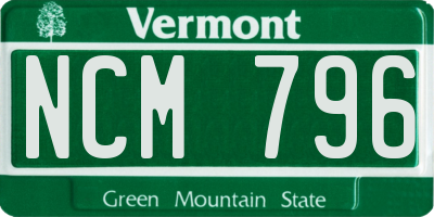 VT license plate NCM796