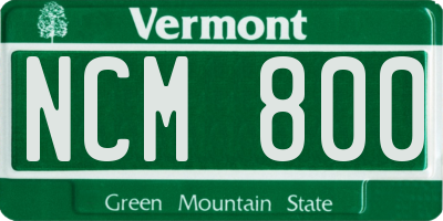 VT license plate NCM800
