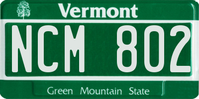 VT license plate NCM802