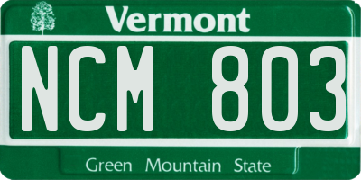 VT license plate NCM803