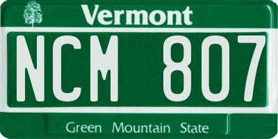 VT license plate NCM807