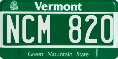 VT license plate NCM820
