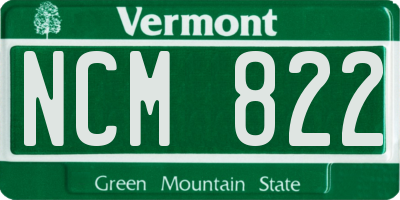 VT license plate NCM822