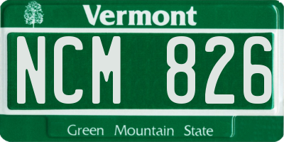 VT license plate NCM826