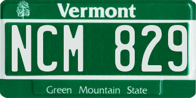 VT license plate NCM829