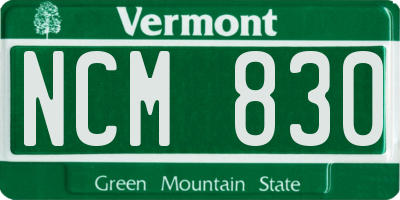 VT license plate NCM830
