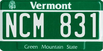 VT license plate NCM831