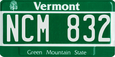 VT license plate NCM832