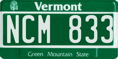 VT license plate NCM833