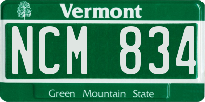 VT license plate NCM834