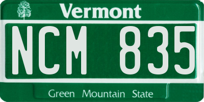 VT license plate NCM835
