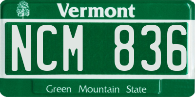 VT license plate NCM836
