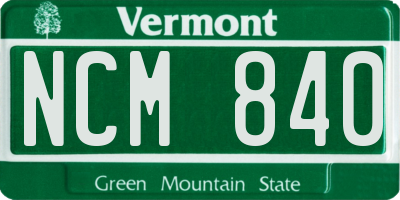 VT license plate NCM840