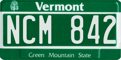 VT license plate NCM842