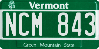 VT license plate NCM843