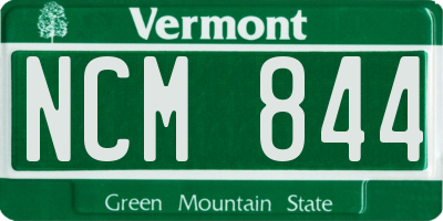 VT license plate NCM844