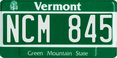 VT license plate NCM845