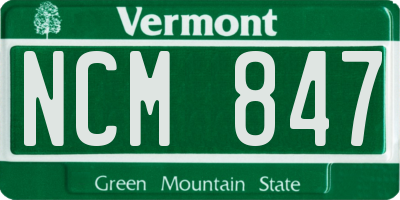 VT license plate NCM847