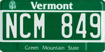 VT license plate NCM849