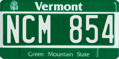 VT license plate NCM854