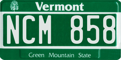 VT license plate NCM858