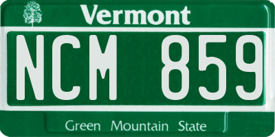 VT license plate NCM859