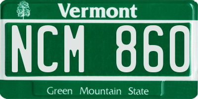 VT license plate NCM860