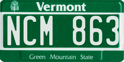 VT license plate NCM863