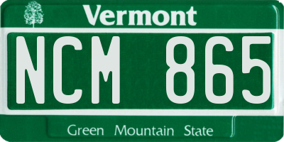 VT license plate NCM865