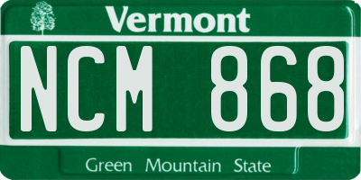VT license plate NCM868