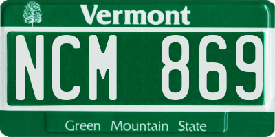 VT license plate NCM869