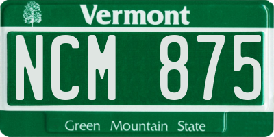 VT license plate NCM875