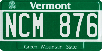 VT license plate NCM876