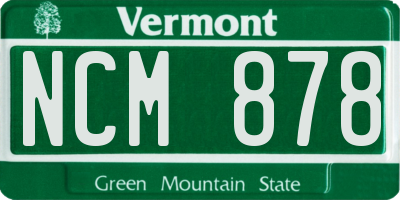 VT license plate NCM878