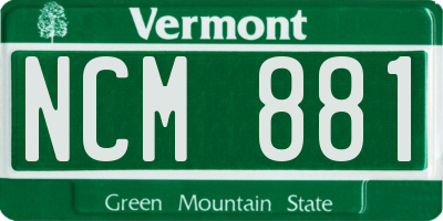 VT license plate NCM881