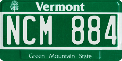 VT license plate NCM884