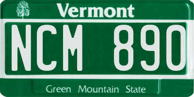 VT license plate NCM890
