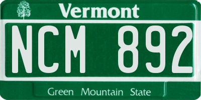 VT license plate NCM892