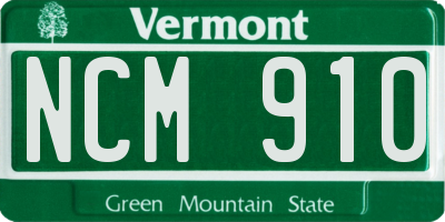 VT license plate NCM910
