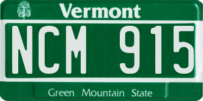 VT license plate NCM915