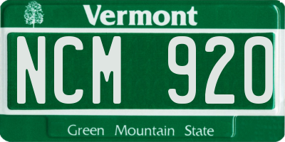 VT license plate NCM920