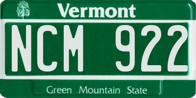 VT license plate NCM922