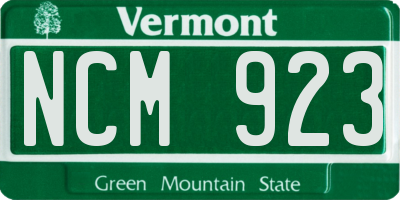 VT license plate NCM923