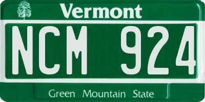 VT license plate NCM924
