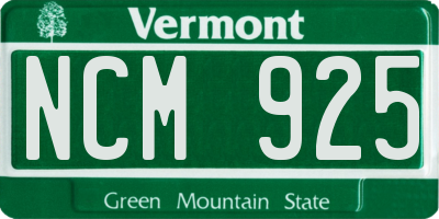 VT license plate NCM925