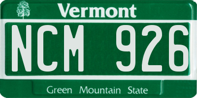 VT license plate NCM926