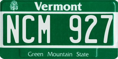 VT license plate NCM927