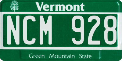 VT license plate NCM928