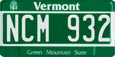 VT license plate NCM932